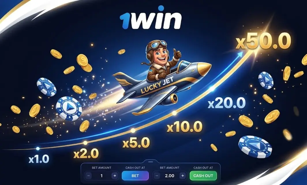 Lucky Jet կրեշ-խաղի ինտերֆեյսը՝ աճող գործակիցներով և շահումը կանխիկացնելու հնարավորությամբ: